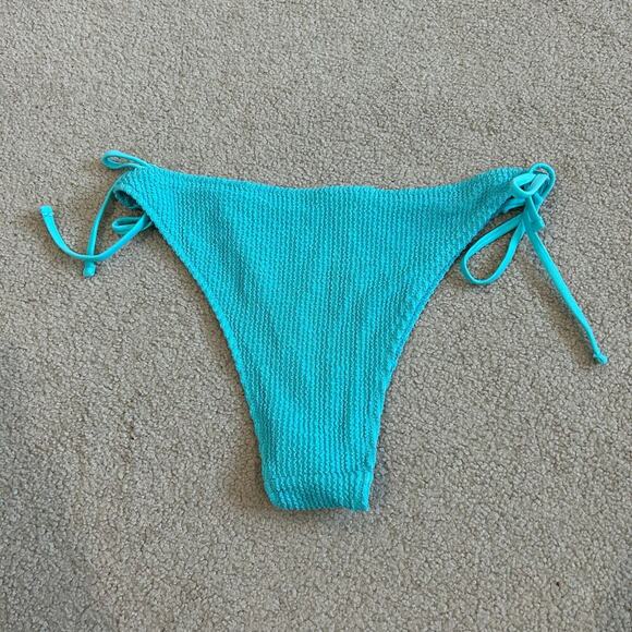 NWT Aerie Shimmery Crinkle Cheekiest Tie Bikini Bottom Blues Spark Swim Beach L - Picture 5 of 6